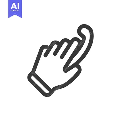 Aset desain premium: Minimalist Hand Icon with Index Finger Extended, Isolated on White Bac