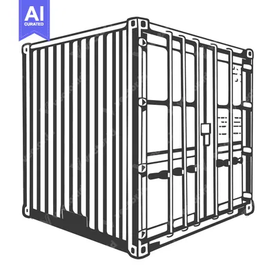 Premium design asset: A black and white illustration depicts a shipping container for transp
