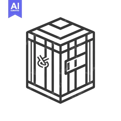 Aset premium populer: An isometric view of a closed wooden crate or box