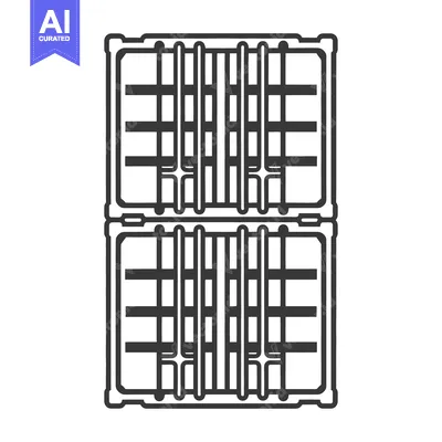 Premium design asset: Two stacked rectangular shipping containers in black outline