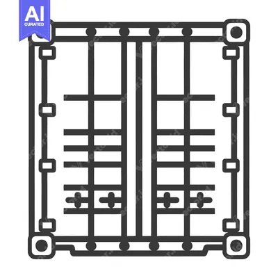 Premium design asset: A black and white illustration of a shipping container