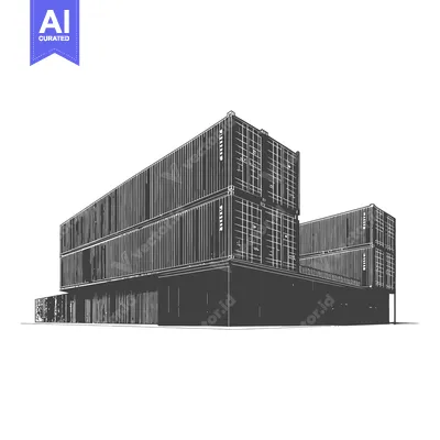 Aset desain premium: Stacked Shipping Containers Form Modern Building Design