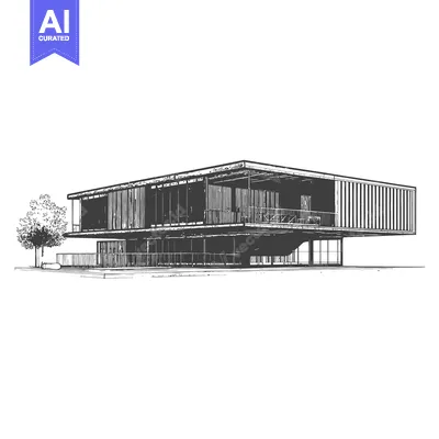 Aset premium populer: Modern House Architectural Sketch Design Drawing