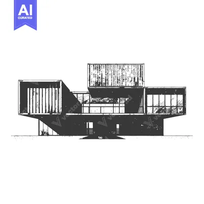 Premium design asset: Modern Shipping Container Home Architectural Design Sketch