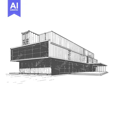 Premium design asset: Architectural Sketch of a Shipping Container Building