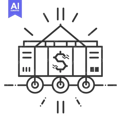 Aset premium populer: Container with Dollar Sign and Wheels on a Track