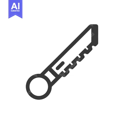 Aset desain premium: Minimalist Icon of a Razor Saw with Distinctive Teeth Design on White