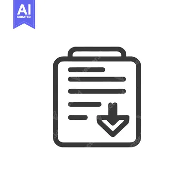 Aset desain premium: Download Document Icon: Simple Black Line Art on White Background