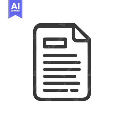 Aset desain premium: Minimalist Document Icon with Folded Corner and Text Lines on White Ba