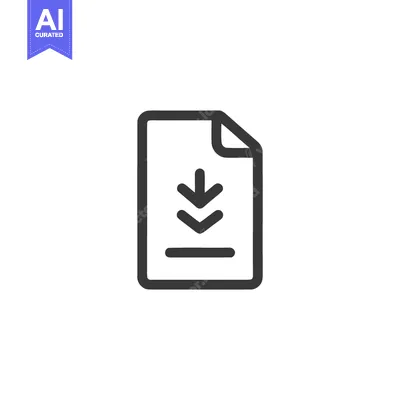 Aset desain premium: Download Document Icon: Simple Outline of File with Arrow Symbol