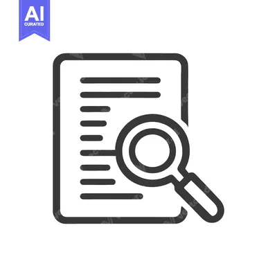 Aset premium populer: Document Analysis Icon: Magnifying Glass Over Text, Detailed Line Art