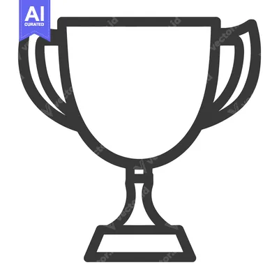Premium design asset: A simple line drawing depicting an award winning trophy cup