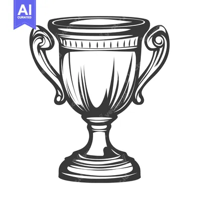 Aset premium populer: An elegant trophy cup featuring handles and decorative design elements