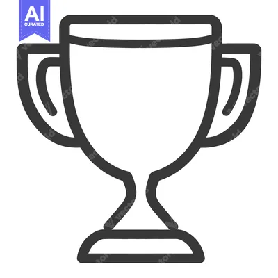 Popular premium asset: A black outlined trophy with two handles on a white background