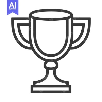 Aset premium populer: A simple line art illustration depicting a golden trophy cup