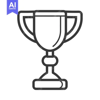 Aset desain premium: A simple black line drawing of a trophy cup presentation