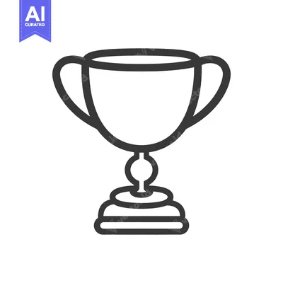 Aset desain premium: A simple outlined trophy representing achievement and victory in compe