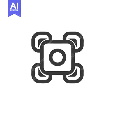 Download Minimalist Drone Icon: Square Body with Rounded Arms Design Vector Graphic