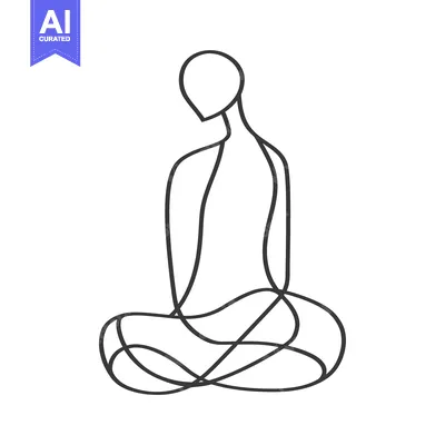 Aset desain premium: Continuous Line Drawing of a Person in a Sitting Position