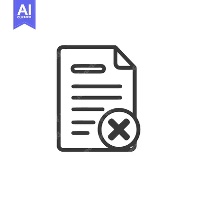 Download Rejected Document Icon: Simple Line Art with Cross Symbol, Isolated De Vector Graphic