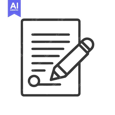 Download Minimalist Icon of Document with Signature and Pencil, Outline Style Vector Graphic