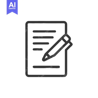 Download Stylized Icon of a Document with Pencil, Dark Outline, White Backgroun Vector Graphic