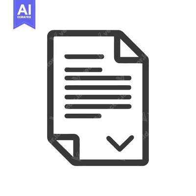 Download Completed Document Icon: Dark Gray Outline with Checkmark Symbol Vector Graphic