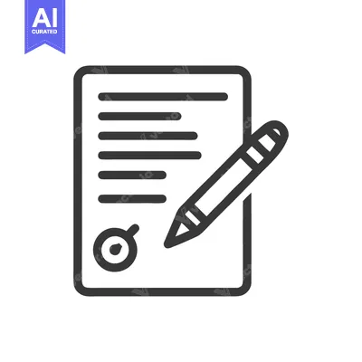 Download Contract Signing Icon: Minimalist Line Art of Agreement and Pen Vector Graphic