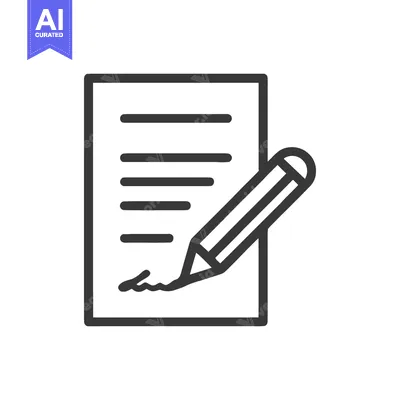 Aset premium populer: Signed Document Icon: Minimalist Line Art of Contract with Pencil Sign