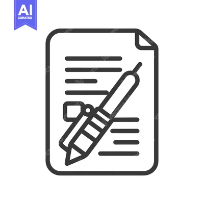 Download A pen rests on a document with lines in a simple design Vector Graphic