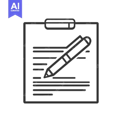 Aset premium populer: A Clipboard And A Pen Are Shown In Black Lines