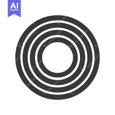 Aset desain premium: Concentric Circles: Minimalist Graphic Design with Bold Black Lines on