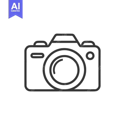 Aset desain premium: Minimalist Camera Icon: Clean Line Art for Photography Concepts