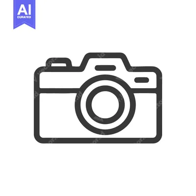 Aset premium populer: Minimalist Camera Icon: Bold Outline on White Background, Photography