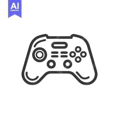 Minimalist Game Controller Icon: Black Outline on White Background, Mo