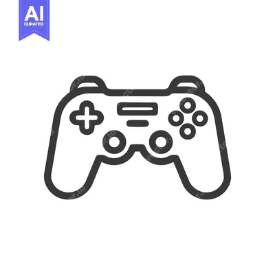 Aset desain premium: Minimalist Game Controller Icon: Black Outline on White Background