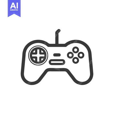Aset desain premium: Minimalist Game Controller Icon: Black Outline on White Background