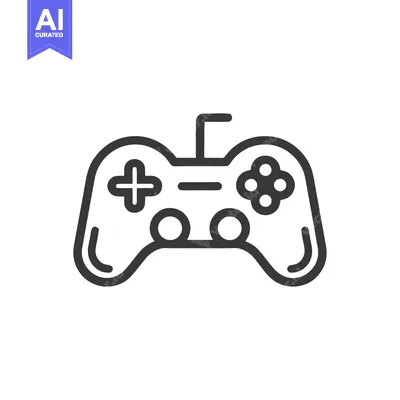 Aset desain premium: Minimalist Game Controller Icon: Black Outline on White Background
