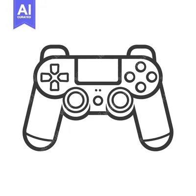 Aset desain premium: A black and white illustration of a video game controller