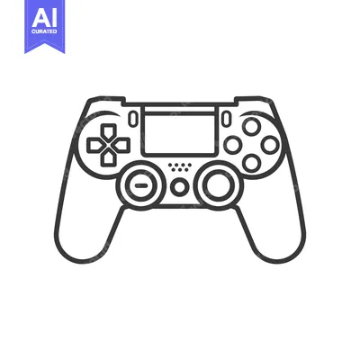 A stylized black and white image of a video game controller