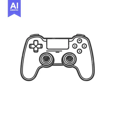 Aset desain premium: A simple illustration of a modern game controller on a white backgroun