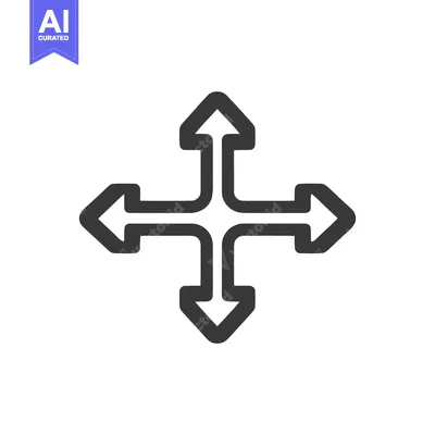 Aset premium populer: Four-Way Arrow Icon: Navigation, Direction, and Choice Symbol on White