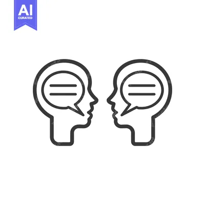 Aset desain premium: Two outline human heads with dialogue speech bubbles