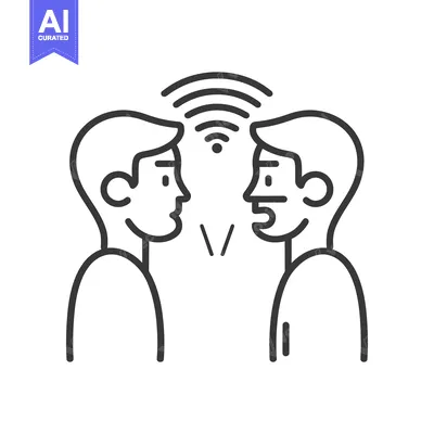 Aset desain premium: Two individuals engaged in communication using wireless signals betwee