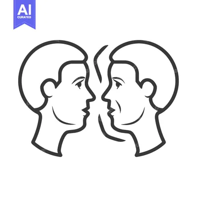 Popular premium asset: Two facing human head profiles illustrating youth and aging difference