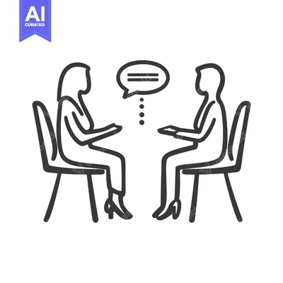 Aset desain premium: Two people are having a discussion while seated in chairs