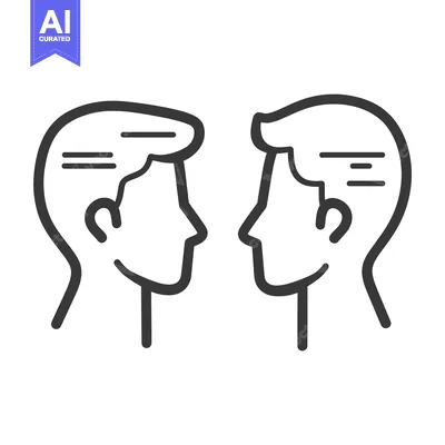 Popular premium asset: Two human heads facing each other in a simple black outline