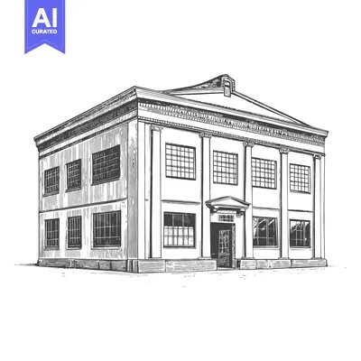 Aset desain premium: Hand Drawn Sketch of a Classical Style Building