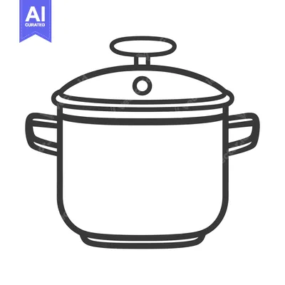 Popular premium asset: A simple line drawing illustration of a closed cooking pot