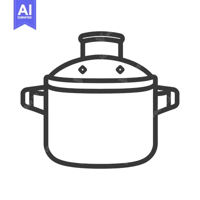 Premium design asset: A simple illustration depicting a pressure cooker with its lid on